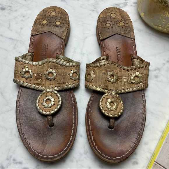 Jack Rogers Shoes - Jack Rogers Jacks Flat Sandal Natural Cork Gold